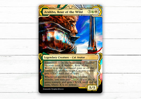 Arahbo, Roar of the World Commander- Custom MtG Proxy Card - Archives Style