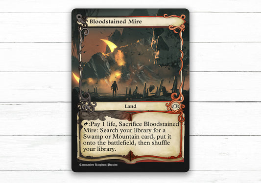 Bloodstained Mire - Custom MtG Proxy Card - Adventure Style